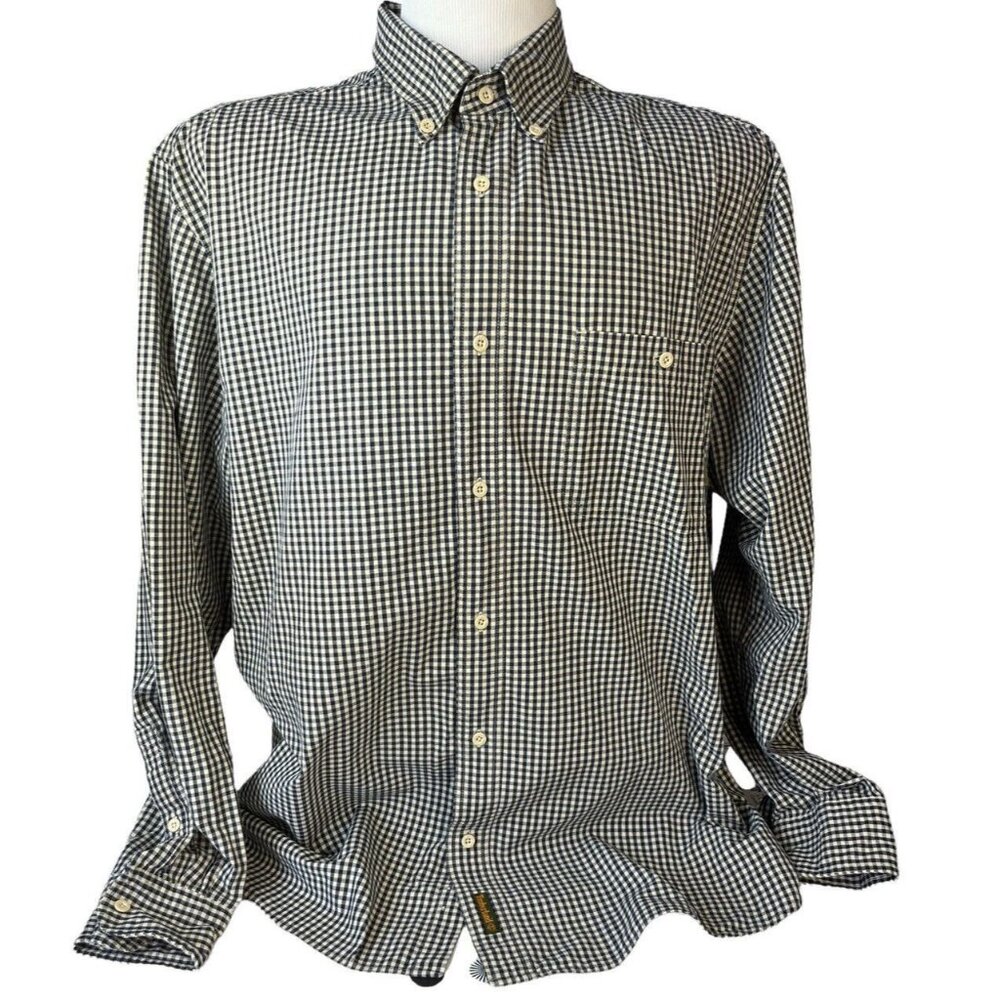 Timberland Button Down Shirt Mens 2XL XXL Green Tan Check